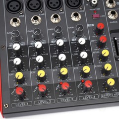 6-Channel Bluetooth Audio Mixer with Digital Effects for KTV and Home Use