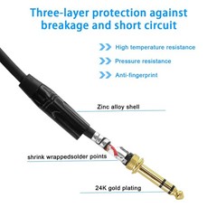 D Type Premium XLR Pass Through Cable 1.6FT 2 Pack 1/4 Inches TRS Male to XLR