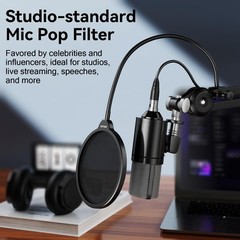 Premium Microphone Pop Filter, Japanese Minimalist Design, Flexible Gooseneck