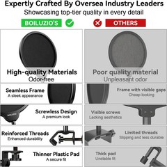 Premium Microphone Pop Filter, Japanese Minimalist Design, Flexible Gooseneck