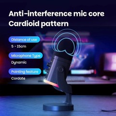 USB/XLR Dynamic Microphone for Gaming & Podcast & Streaming with RGB