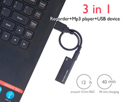 Boundless Audio USB 8GB Digital Audio Voice Recorder and MP3 Music Player