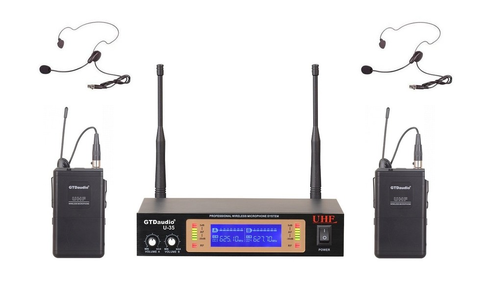 GTD Audio UHF Wireless Microphone System with Headset Lavaliere Microphone…