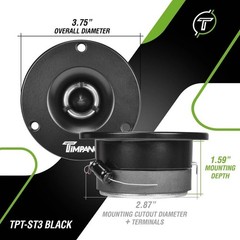 2x Timpano 600 Watts Car Audio Bullet Tweeters TPT-ST2 BLACK 3.85″ Shallow 4 Ohm