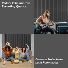 wallpanels 10 Pack Acoustic Panels, 48″ X 12″ X 0.43″ Soundproof Wall Panels,