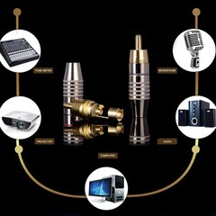 RCA Plug Connectors Coaxial Cable Audio Adapter Gold Male No Solder…