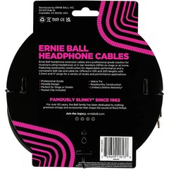 Ernie Ball Headphone Extension Cable 3.5mm to 3.5mm 20 ft. Black