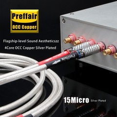 Preffair RCA Cable OCC Silver-Plated Audio Cable with Carbon Fiber RCA Connector