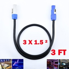 1x 3ft 16AWG Stage Lighting Fixture PowerCon-Compatible Power-Through Blue Cable