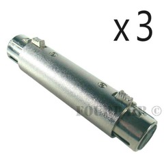 3 Pack – 3Pin XLR Female to Female Coupler Gender Changer Microphone Mic Adapter