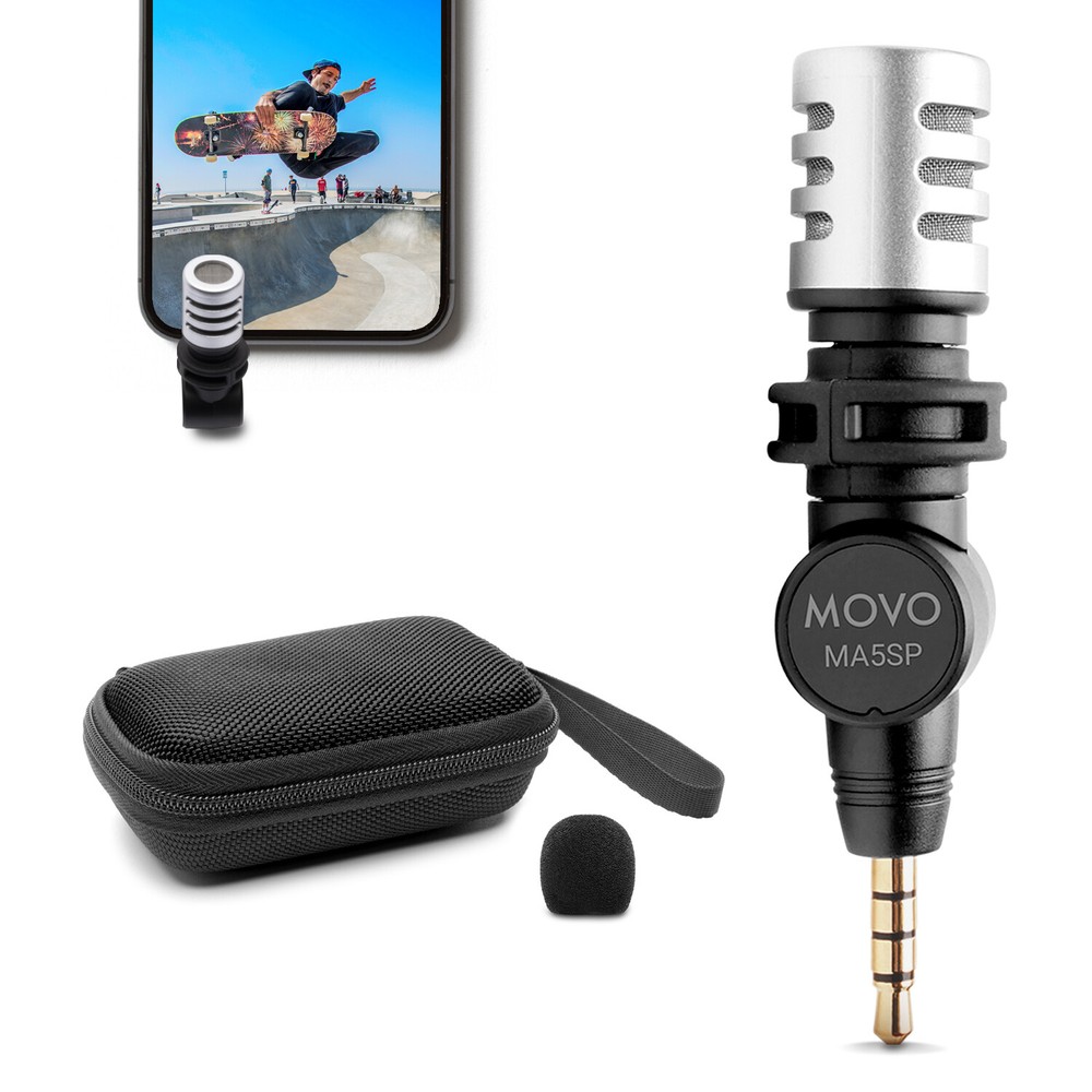 Movo MA5SP Mini 3.5mm TRRS Omnidirectional Microphone for Smartphones, Tablets