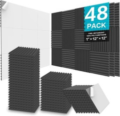 Innovative Soundproof Wall Panels – 48 Self-Adhesive Acoustic Foam 12x12x1 Inch