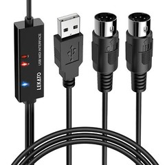 LEKATO 6.5ft 16 Channels MIDI Cable MIDI to USB Cable MIDI USB Cable