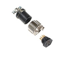 7-Pin Female Miniature Hexagonal Panel Connector Socket Sleeve Hood 126-196 Blk