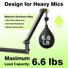 AA AUDIO ACCESSORY Low Profile Boom Arm (Design for Heavy Mic) 6.6lbs Black