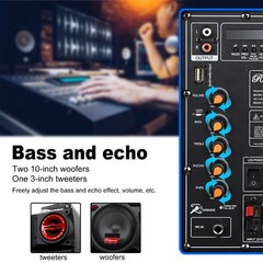 9000WDual 10″Subwoofer Bluetooth Speaker Heavy Bass Sound System DJ Party KaraoK
