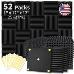Professional Soundproof Foam Wedge Panels 52 Pack, Fire-Resistant & Easy Install