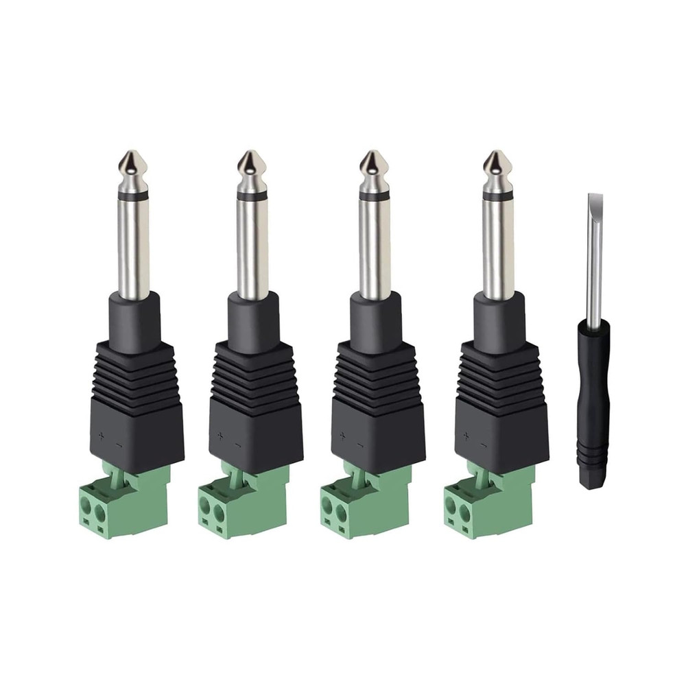 1/4 Jack, 4Pcs Solderless 1/4 Inch Audio Jack TS Male Mono Quarter Inch 6.3Mm Ph