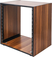 DIY 12U Studio Rack with Furniture Grade Walnut Laminate, Rubber Feet, Casters (