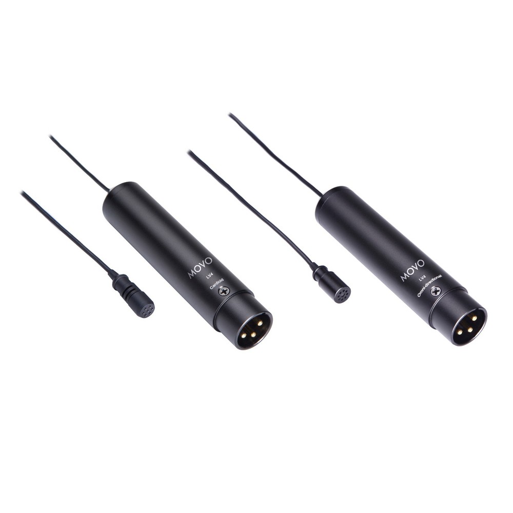Movo LV4 Dual XLR Omnidirectional & Cardioid Microphone Lavalier Interview Kit