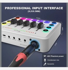 Professional Gaming Audio Mixer Kit, XLR Audio Interface with 48V Condenser Micr