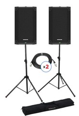 Mackie Thump12v4 Powered PA Speaker Pair with Stands and Cables