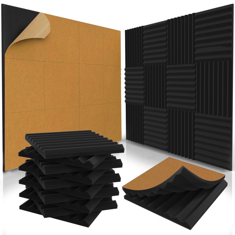 12 Pack Self-Adhesive Acoustic Panels 1 X 12 X 12 Inches – Acoustic Foam –