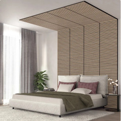 (4-PACK) ARTIKA Sonolok Sound-Absorbing Slatted Wall Panel Kit – Oak & Black