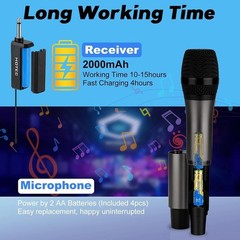 UHF Dual Wireless Microphones, Cordless Dynamic Handheld Mics with Echo & Vol…