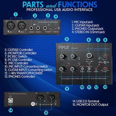 PylePro PMUX6 Pro Usb Audio Interface With Mic/Line