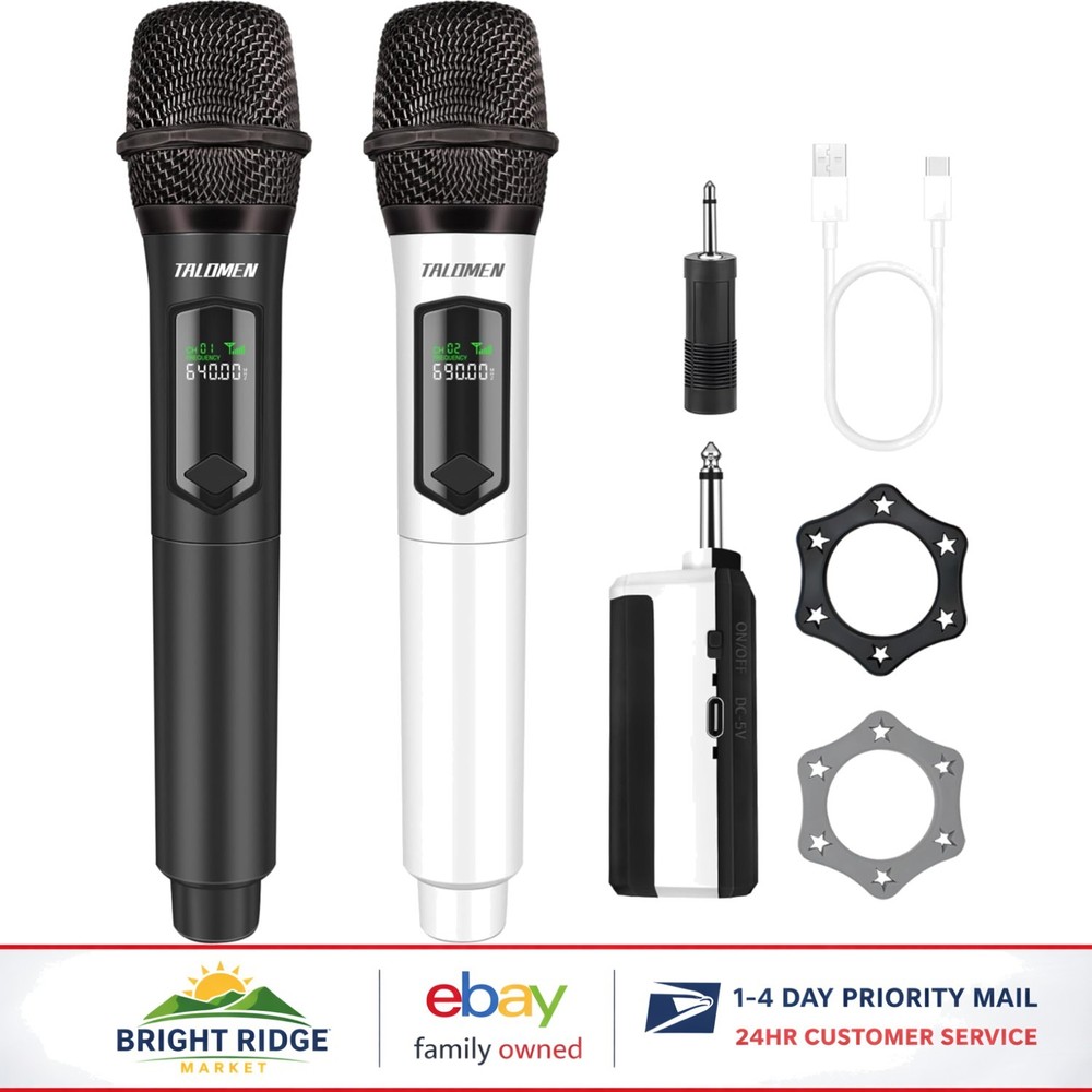 Dynamic Wireless Microphone Set with Mute Function for Indoor and Outdoor Use