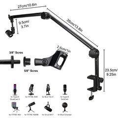 Low Profile Microphone Boom Arm Mic Desk Stand Adjustable w/ 3/8″ 5/8″ Adapter