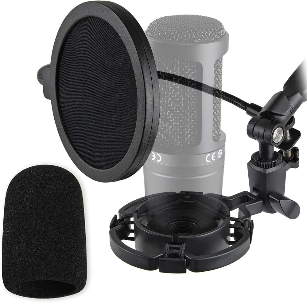 Mic Shock Mount Pop Filter Windscreen for Audio Technica AT2020