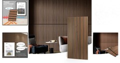 3D Fluted Acoustic Panels – Pack of 2 Walnut Wood for Stylish Noise Control