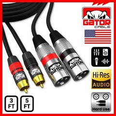 2-XLR Male to 2-RCA Male Cable Dual Patch Splitter Shielded Audio Stereo HD 6FT