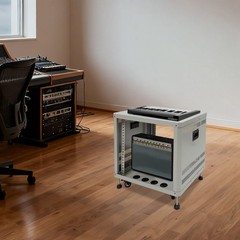 9U Grey Carbon Steel Server Rack Cabinet with Wheels for Studio Office