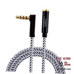 Headphone Extension Cable(0FT/3M), 90 Degree TRRS 10 Feet 1 Black & White