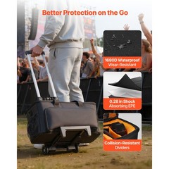 Uimoso Rolling DJ Cable Bag with Wheels, Padded Design, 6 Adjustable Dividers
