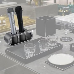 Metal Aluminum Alloy Desktop Microphone Holder Stand Base Wireless Brushed Gray