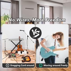 A8 Wireless Guitar System 2.4GHz, 24-bit/48KHz, Low Latency, Rechargeable