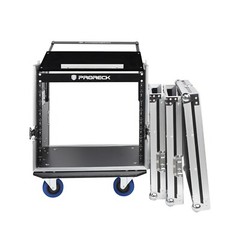 PRORECK 10U Rack Flight Case 20″ Depth Slant Top Mixer Heavy Duty Case with Cast
