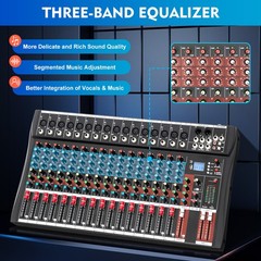 16 Channel Professional Powered Mixer Power Mixing 16 DSP Stage/Live Sound USB