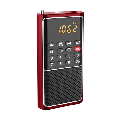 Portable Radio,Small FM Radios Walkman,Pocket Size,Supports USB Flash RED