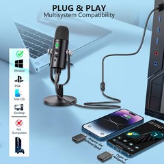 USB Microphone Metal Condenser Mic:Plug&Play Gaming Microphones on PC,Mac,Twi…
