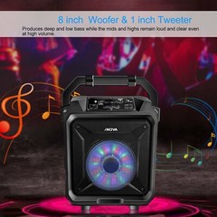 25W 8″ Wireless Party Speaker Portable Karaoke DJ Bass w Disco Lighting Mic