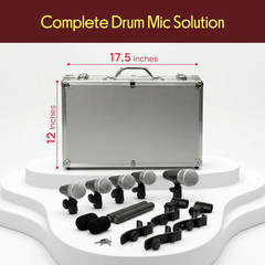 7-Piece Wired Dynamic Kit-Kick Bass, Tom/Snare & Cymbals Microphone Set-For Drum