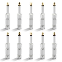 10pc 1/4″MONO TS Phone Audio Phono Guitar Cable Male Connector Plug Jack 6.35mm