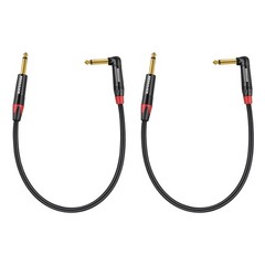 1/4 Inch TS Right Angle to 1/4 Inch TS Cable, 1 Ft | 2 Pack