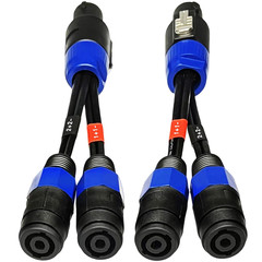 4-Pole Speakon Splitter Cable, Speakon Male Plug to Dual 2-Pole Female Speakon J