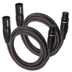 XLR Cables Braided 6ft 2 Pack – Premium Short Anti-tangling XLR Patch Cables …